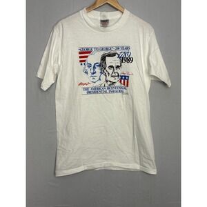 George George Bush Presidential T-Shirt Mens White Large Vintage 80s Onieta
